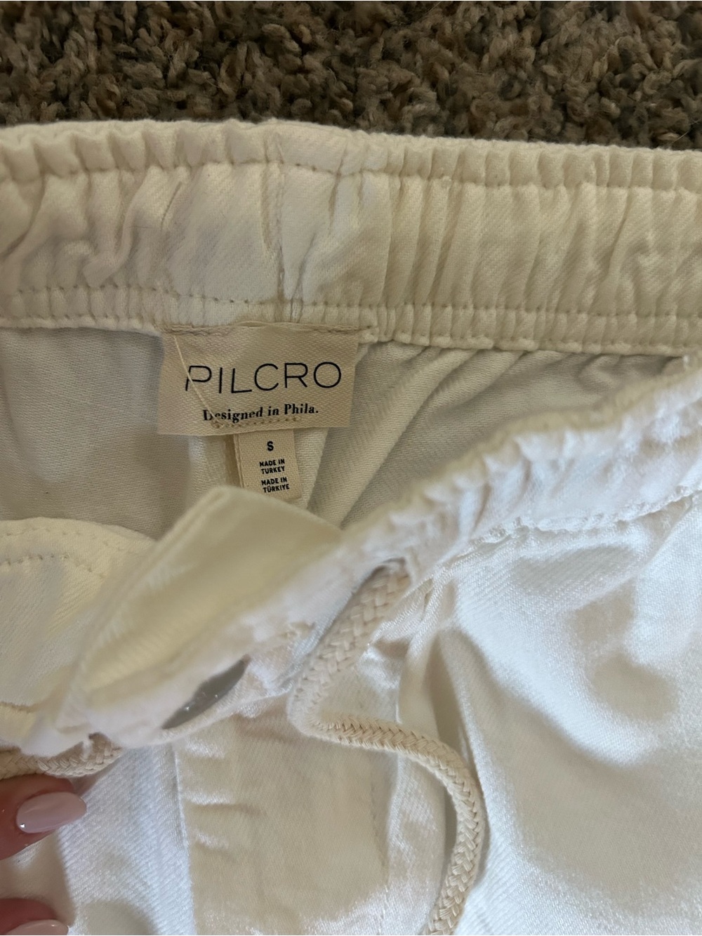 Pilcro White Elastic Waist Drawstring Pants - Picture 2 of 4